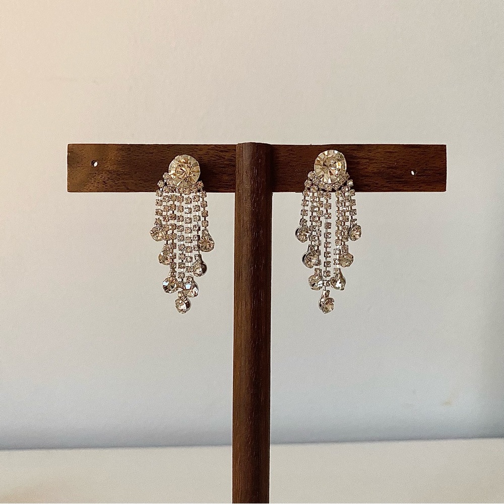 3/$20 White Gold Plated Rhinestone Dazzling Dangle Earrings